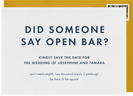 'Open Bar' Wedding Save the Date