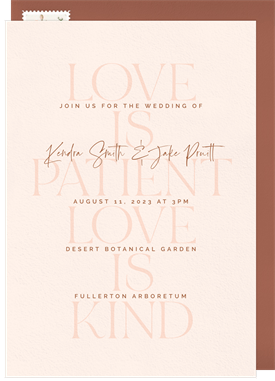 'Love Is Patient' Wedding Invitation