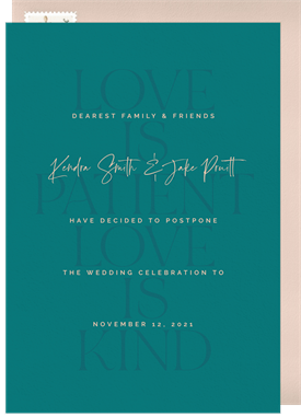 'Love Is Patient' Cancel / Postpone an Event Announcement