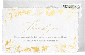 'Pressed Leaves' Wedding Thank You Note