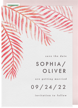 'Watercolor Palm Leaves' Wedding Save the Date