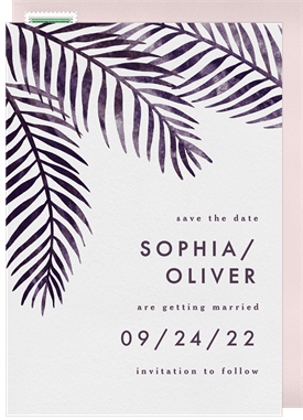 'Watercolor Palm Leaves' Wedding Save the Date