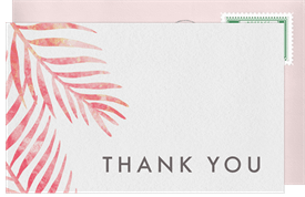 'Watercolor Palm Leaves' Wedding Thank You Note