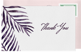 'Watercolor Palm Leaves' Wedding Thank You Note