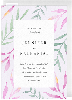 'Painterly Leaves' Wedding Invitation