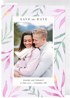'Painterly Leaves' Wedding Save the Date