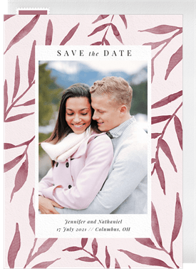 'Painterly Leaves' Wedding Save the Date