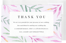 'Painterly Leaves' Wedding Thank You Note