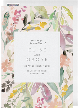 'Floral Watercolor Frame' Wedding Invitation