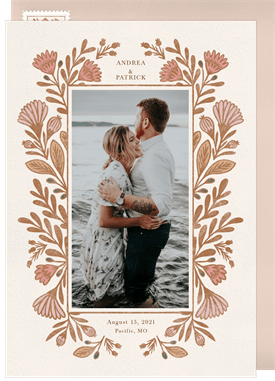'Whimsical Floral Border' Wedding Save the Date