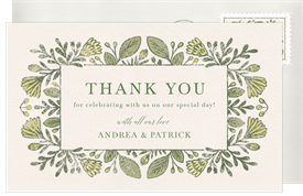 'Whimsical Floral Border' Wedding Thank You Note