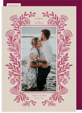 'Whimsical Floral Border' Wedding Save the Date