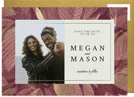 'Gilded Botanical Leaves' Wedding Save the Date
