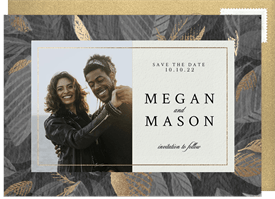 'Gilded Botanical Leaves' Wedding Save the Date