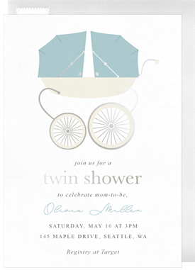 'Retro Pram' Baby Shower Invitation