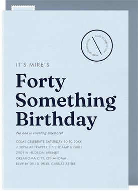 'Stopped Counting' Adult Birthday Invitation