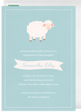 'Smiling Lamb' Baptism Invitation