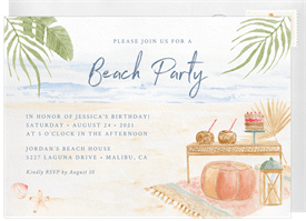 'Boho Beach Party' Adult Birthday Invitation