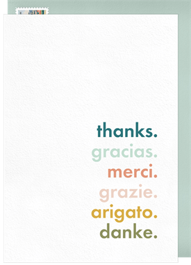 'Multilingual Thanks' Thank You Cards Card