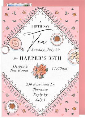 'Sweet Tea Party' Adult Birthday Invitation