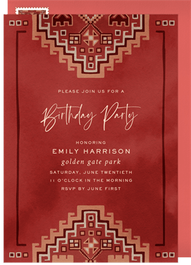 'Boho Tapestry' Adult Birthday Invitation