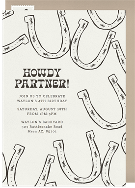 'Howdy Partner' Kids Birthday Invitation