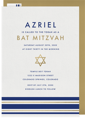 'Modern Tallit' Bat Mitzvah Invitation