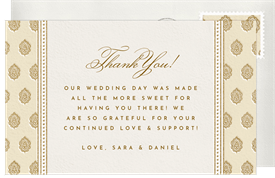 'Gilded Arch' Wedding Thank You Note