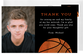 'Textured Basketball' Bar Mitzvah Thank You Note