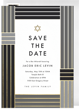 'Color Block Stripe' Bar Mitzvah Save the Date
