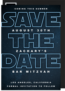 'Galaxy Far Far Away' Bar Mitzvah Save the Date