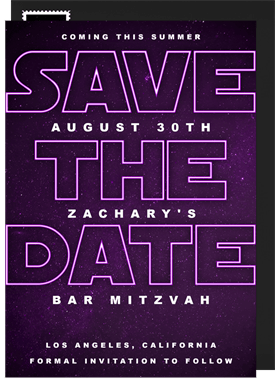 'Galaxy Far Far Away' Bar Mitzvah Save the Date