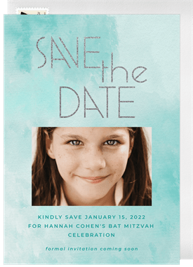 'Glitter Bat Mitzvah' Bat Mitzvah Save the Date