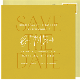 'Trendy Tonal' Bat Mitzvah Save the Date