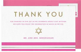 'Modern Tallit' Bat Mitzvah Thank You Note