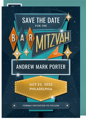 'Up In Lights' Bar Mitzvah Save the Date