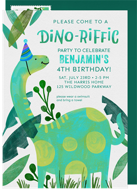 'Dino-Riffic' Kids Birthday Invitation