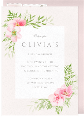 'Delicate Floral' Adult Birthday Invitation