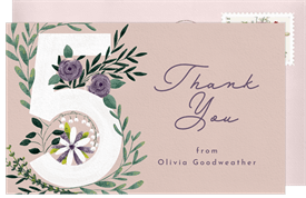 'Floral Five' Kids Birthday Thank You Note