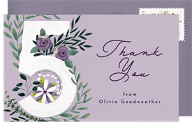 'Floral Five' Kids Birthday Thank You Note