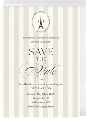 'Paris Cafe' Bat Mitzvah Save the Date