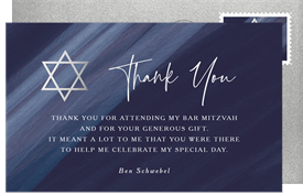 'Painted Spotlight' Bar Mitzvah Thank You Note