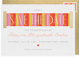 'Color Block Scroll' Bat Mitzvah Save the Date