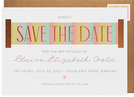 'Color Block Scroll' Bat Mitzvah Save the Date