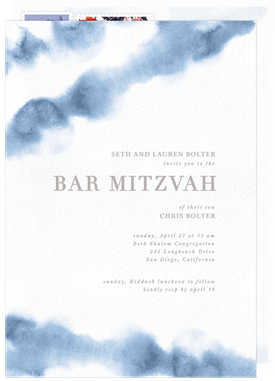 'Shibori Waves' Bar Mitzvah Invitation