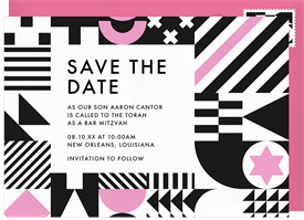 'Trendy Geometric' Bar Mitzvah Save the Date