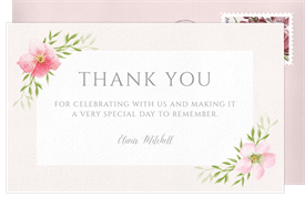 'Delicate Floral' Adult Birthday Thank You Note