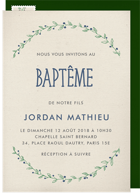 'Laurel Frame' Baptism Invitation