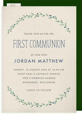 'Laurel Frame' First Communion Invitation