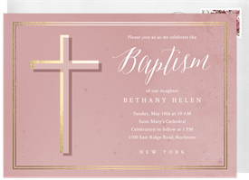 'Gilded Cross' Baptism Invitation